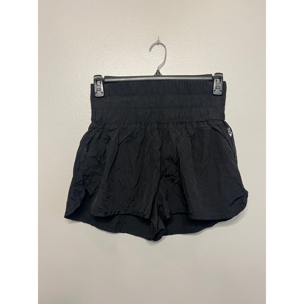 Free People FP Movement The Way Home Shorts Black High Rise Smocked Running L